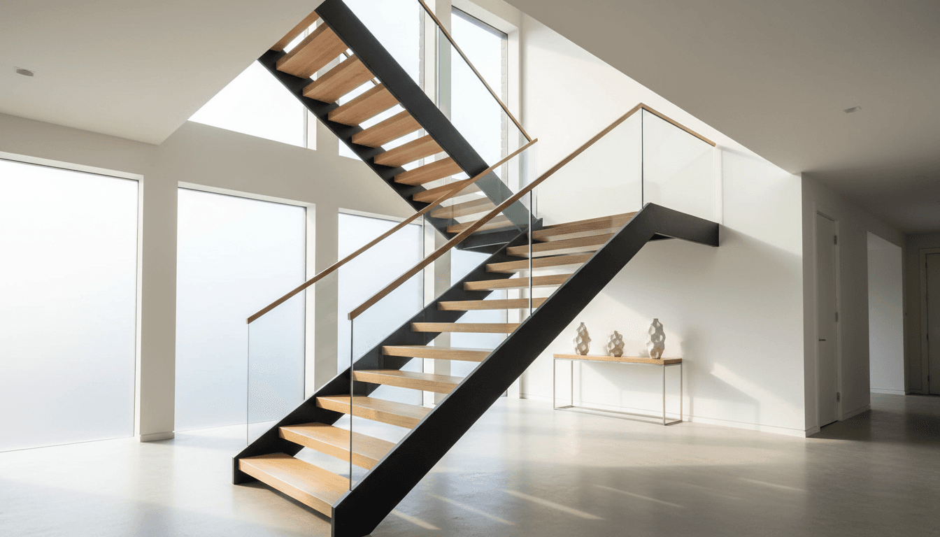 Clean staircase and hallway in a modern residential building