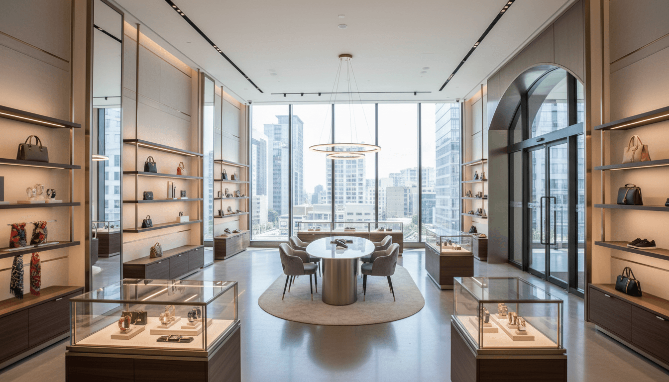 Clean retail store interior with polished floors and stocked shelves